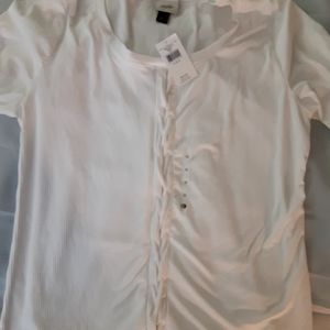 Women's White Scoop Neck Summer/Fall Shirt